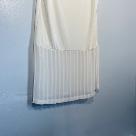 Vintage Ivory Drop Waist Slip Dress 90s Y2K Pleated Hem Size 16 Flapper - Picture 3 of 5